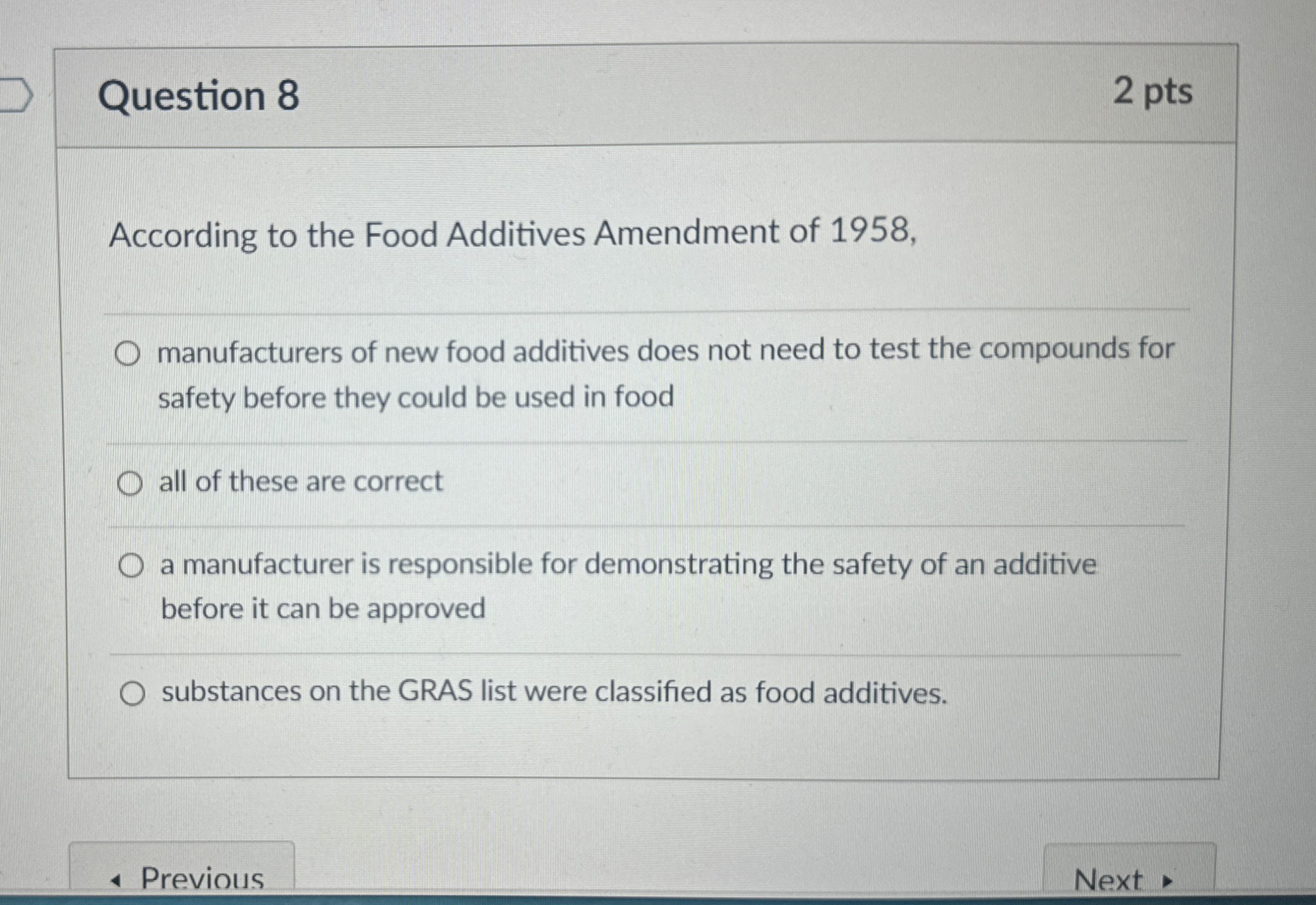 Solved Question 82 ﻿ptsAccording to the Food Additives | Chegg.com