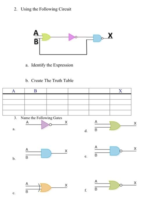 Solved 1. Using The Following Circuit A B X с A. Identify | Chegg.com