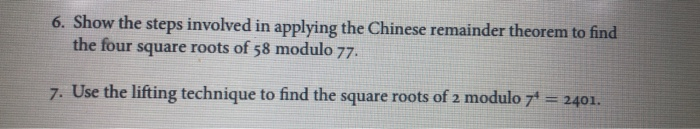 Solved 6. Show the steps involved in applying the Chinese | Chegg.com