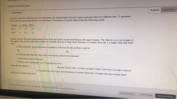 Solved Question Completion Status 6 points Save Answer | Chegg.com