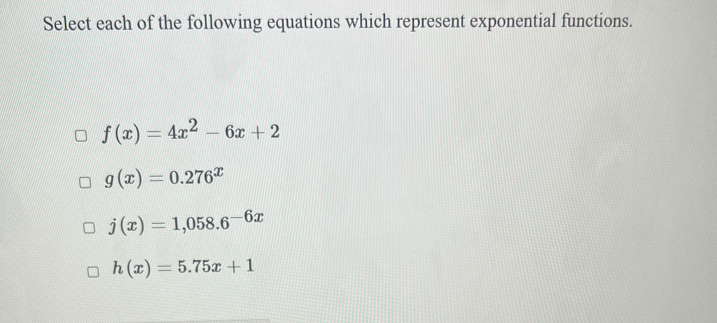 Solved How to solve Select each of the following equations | Chegg.com