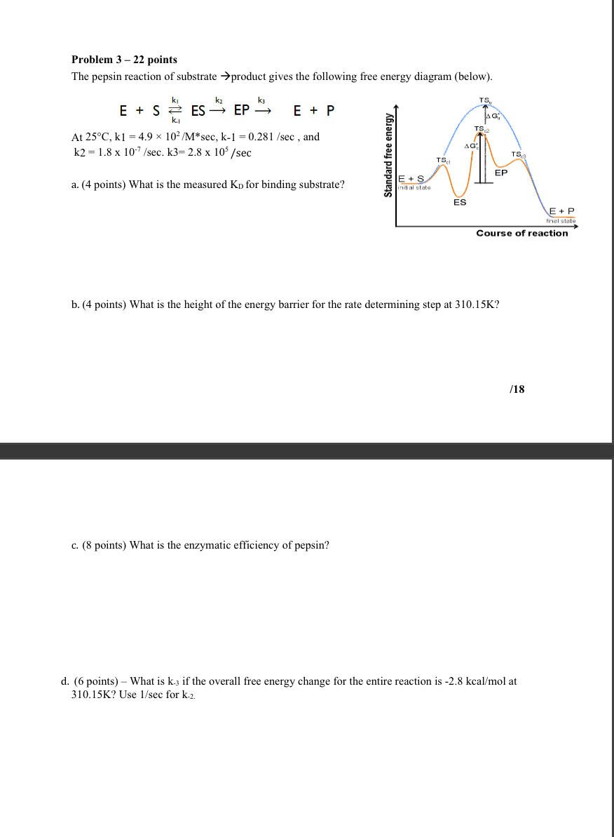 Solved Biochemistry problem! please help with a, ﻿b, ﻿c, | Chegg.com