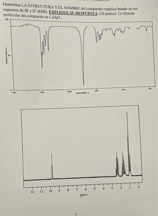 Determina LA ESTRUCTURA Y EL NOMBRE del compuesto orgánico basado en sus espectros de IR y H-RMN. EXPLIOUE SU RESPUESTA. (20