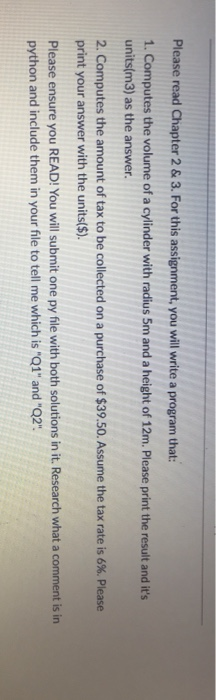 Solved Please read Chapter 2 & 3. For this assignment, you | Chegg.com