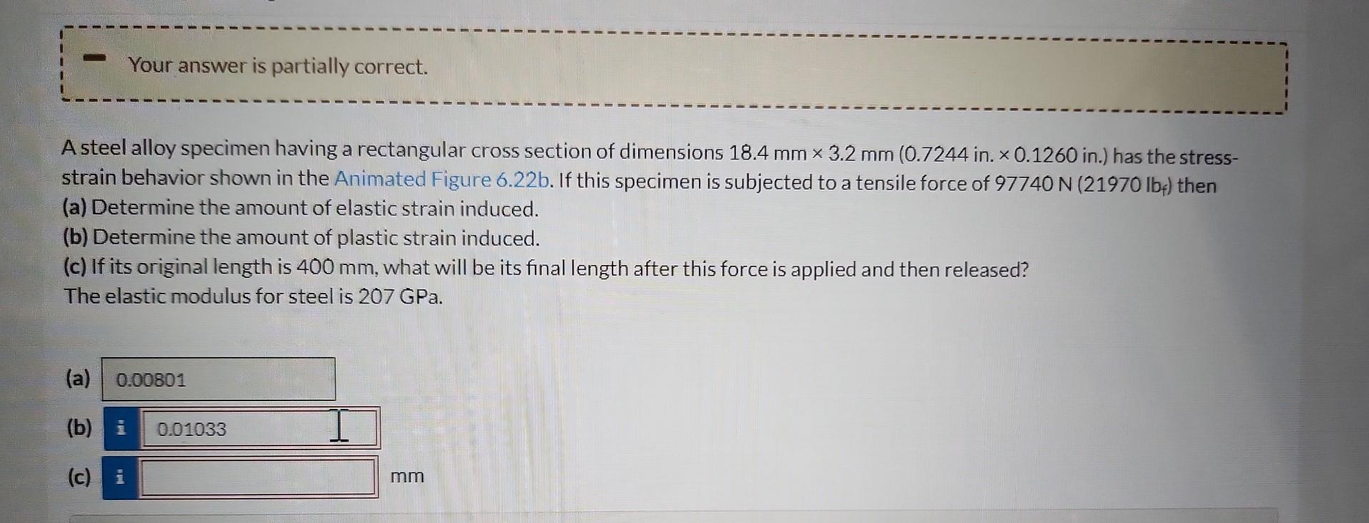 Solved Your answer is partially correct. A steel alloy | Chegg.com