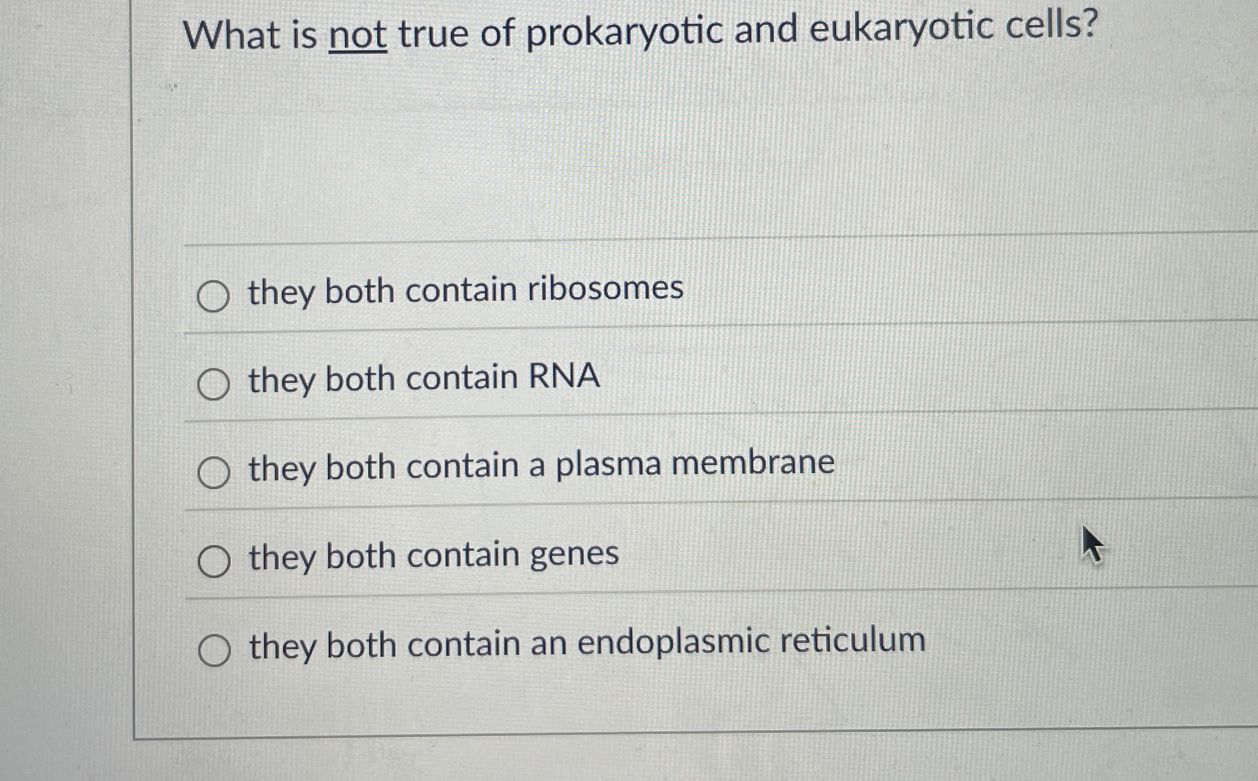 Solved What is not true of prokaryotic and eukaryotic