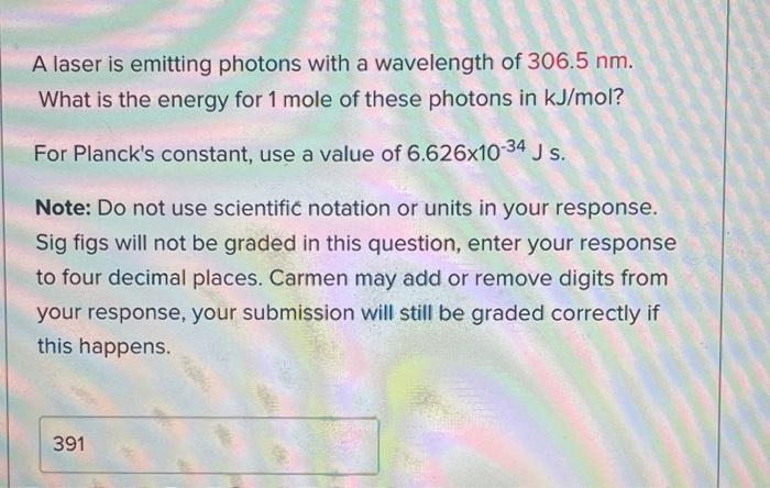 Solved A laser is emitting photons with a wavelength of | Chegg.com