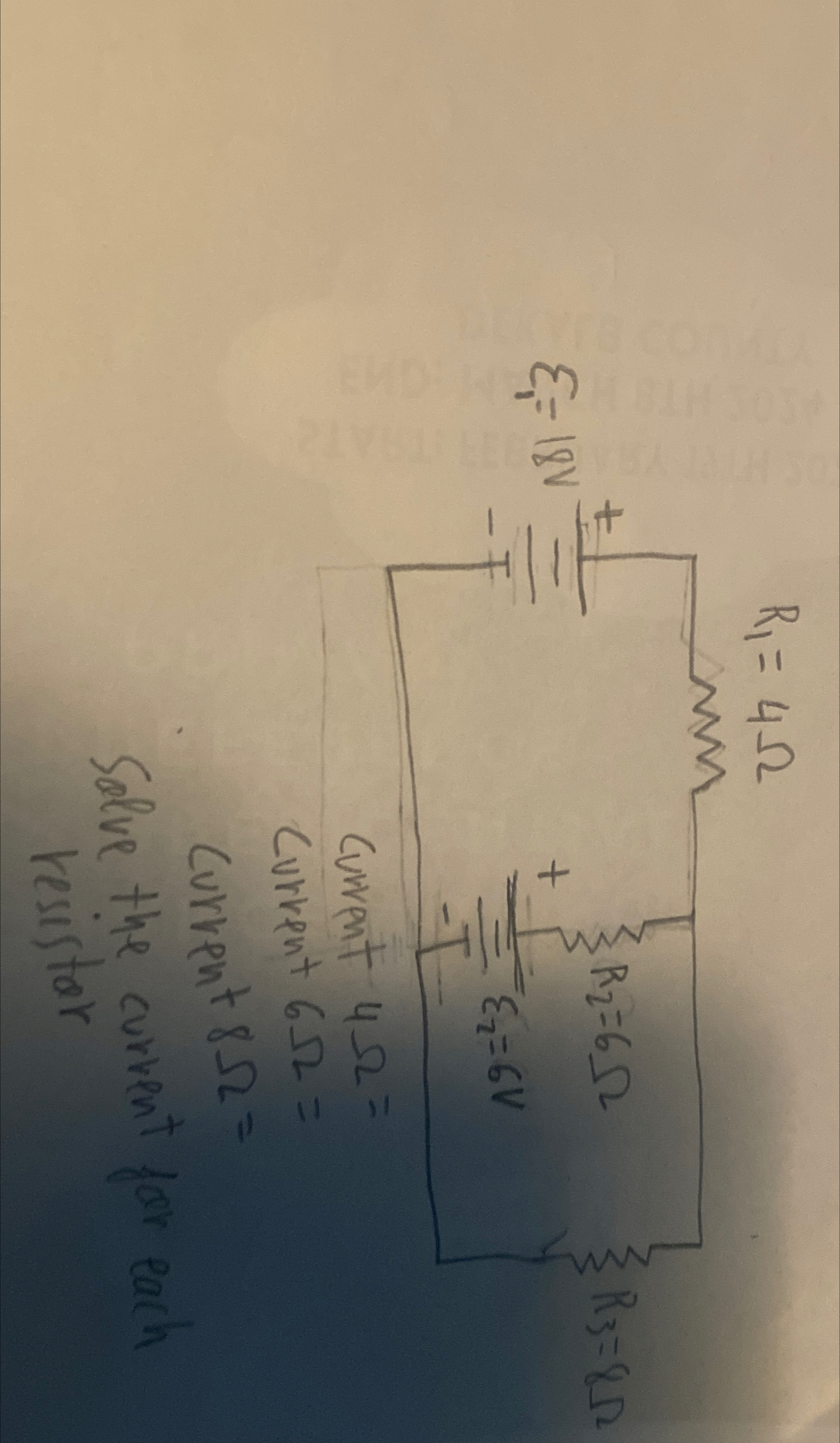 Solved Solve the current for each resistorCurrent 4Ω=Current | Chegg.com