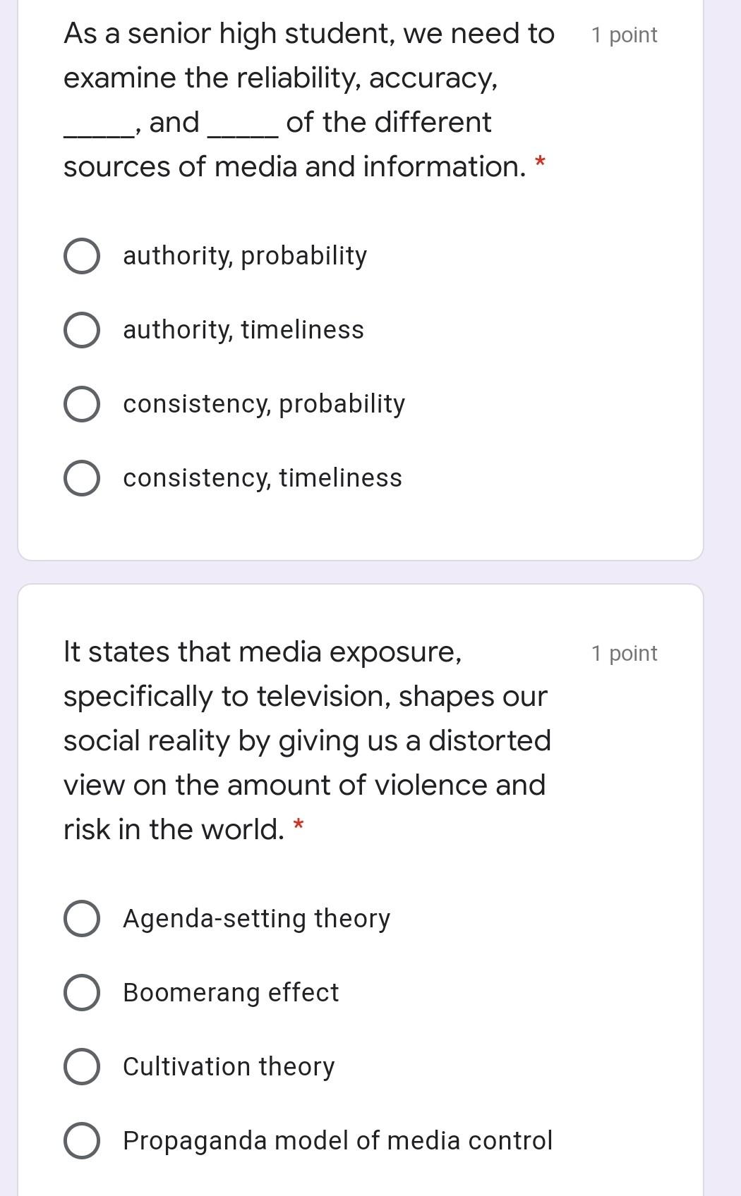 Solved 1 point As a senior high student, we need to examine | Chegg.com