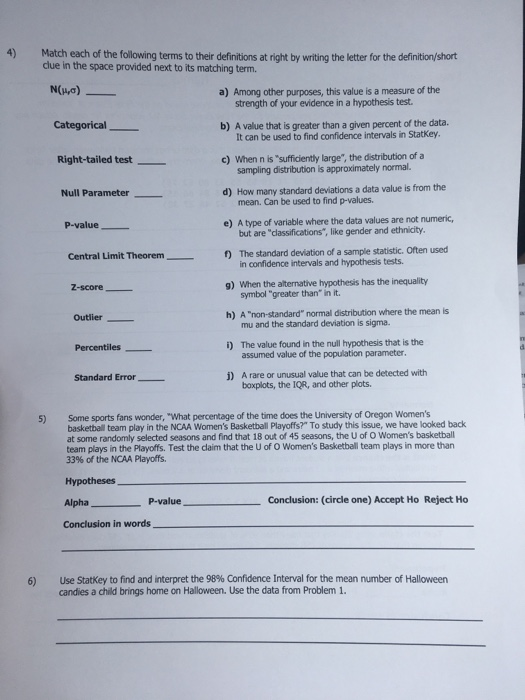 Solved 4) Match each of the following terms to their | Chegg.com
