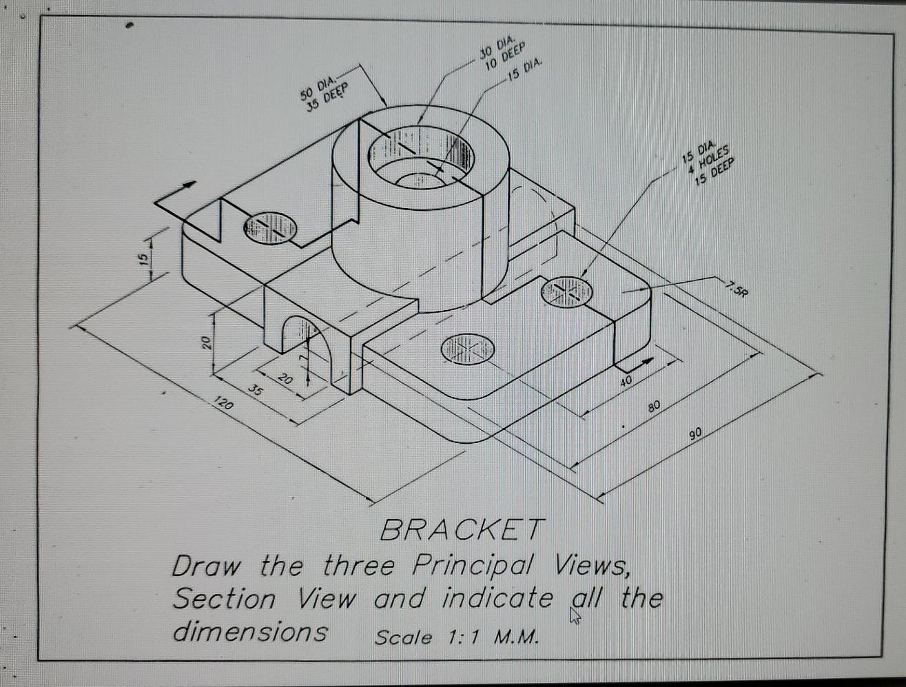 Solved What is the Auxiliary view of the bracket? Can you | Chegg.com