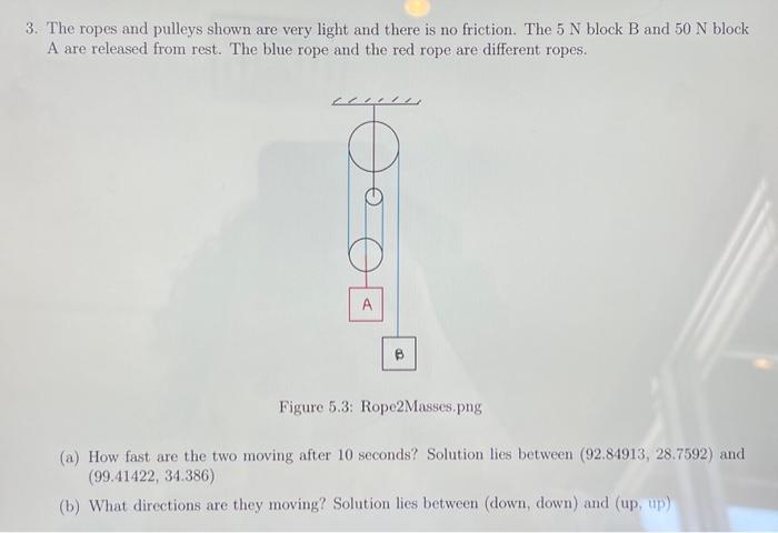 Solved 3. The Ropes And Pulleys Shown Are Very Light And | Chegg.com