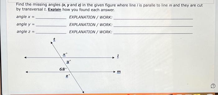 Solved Find the missing angles (x, y and z) in the given | Chegg.com
