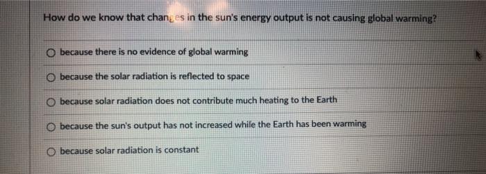 Solved How do we know that changes in the sun's energy | Chegg.com