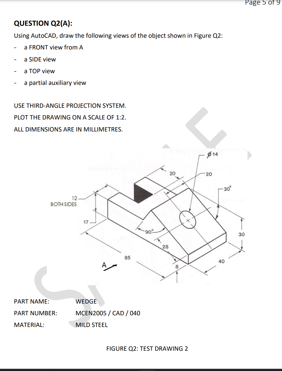 Solved QUESTION Q2(A):Using AutoCAD, draw the following | Chegg.com