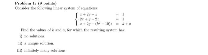 Solved Problem 1 9 Points Consider The Following Linear