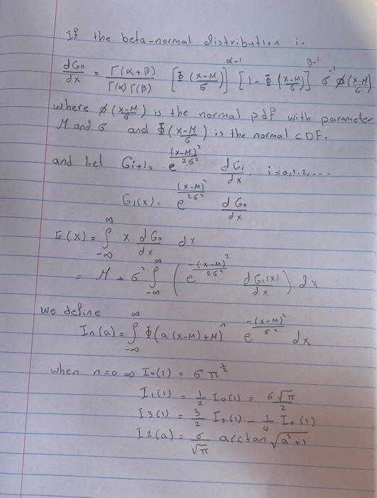 Solved If the beta-normal distribution in ( d Go r(x+B) 13 | Chegg.com