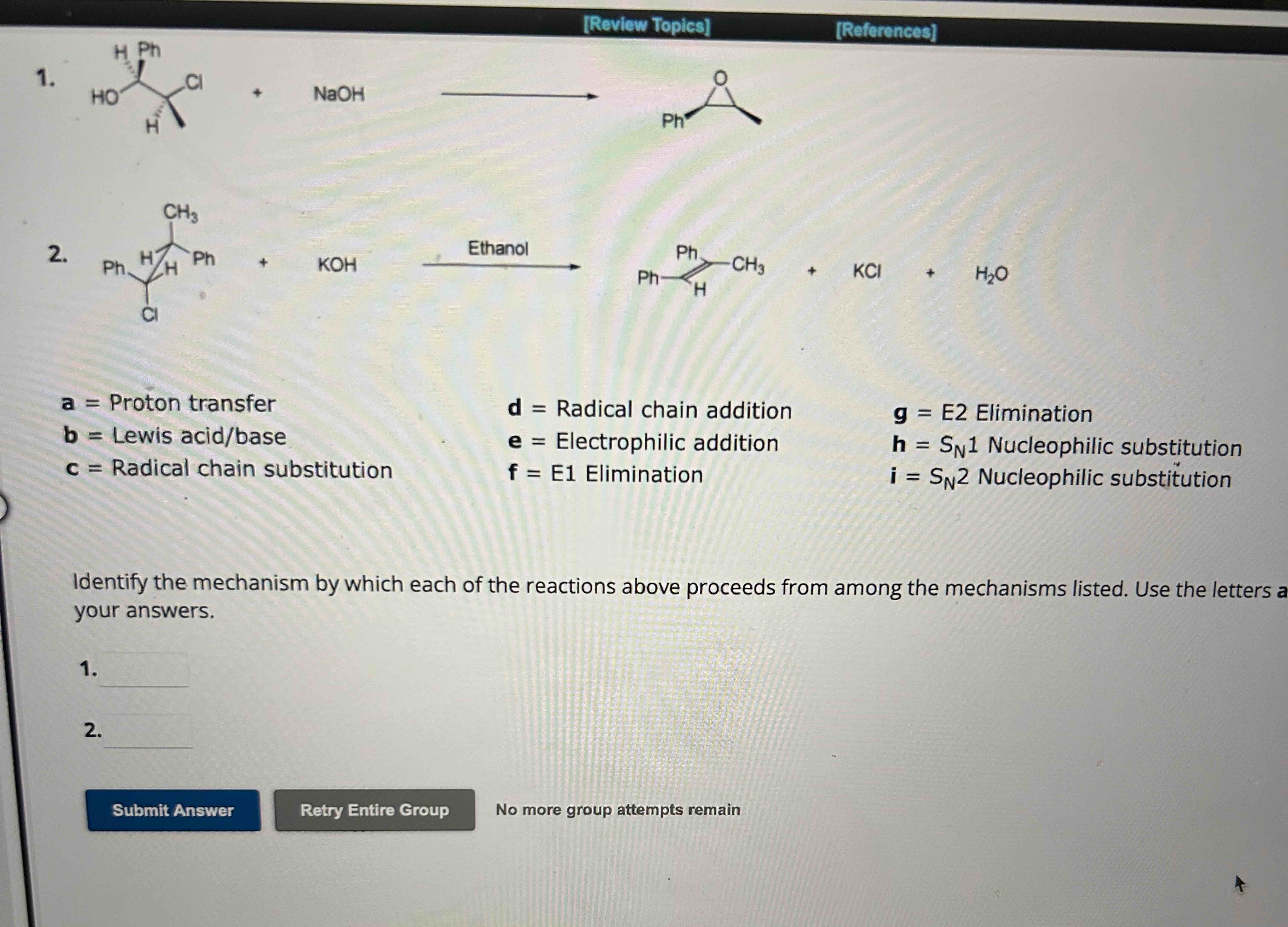 Solved Identify the mechanism by which each of the reactions | Chegg.com