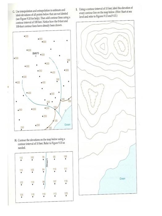 Solved 60 58 Map 1: Draw in all contour lines. The contour | Chegg.com