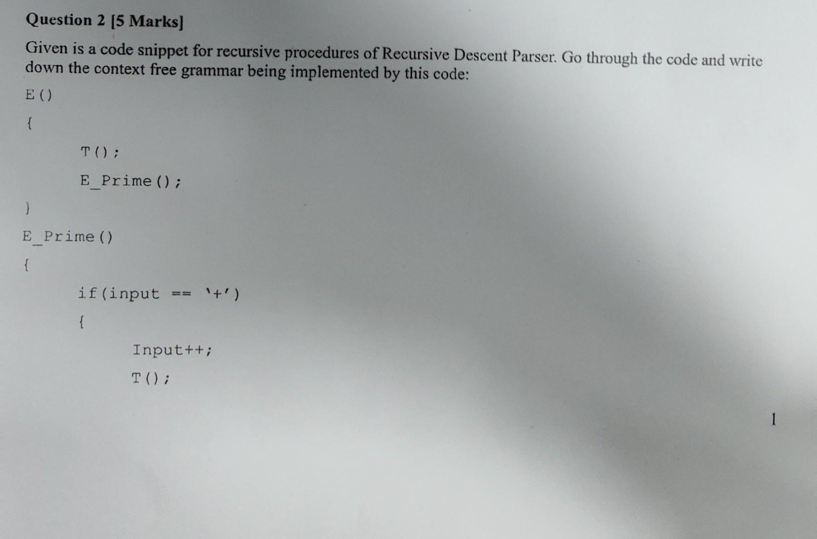 Solved Given is a code snippet for recursive procedures of | Chegg.com