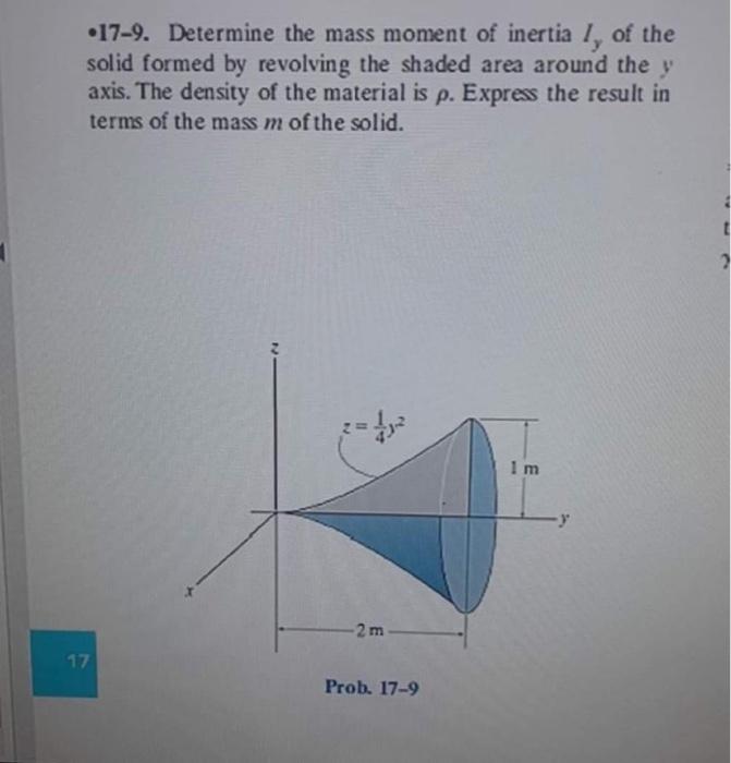 Solved •17-9. Determine the mass moment of inertia I, of the | Chegg.com