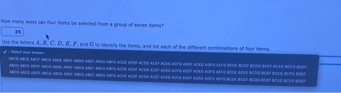Solved How many ways can four items be selected from a group | Chegg.com