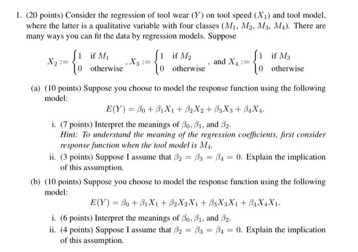 Solved = { = { 1. (20 points) Consider the regression of | Chegg.com