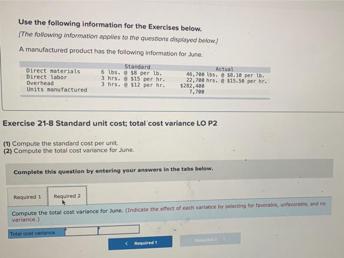 Solved Use The Following Information For The Exercises | Chegg.com