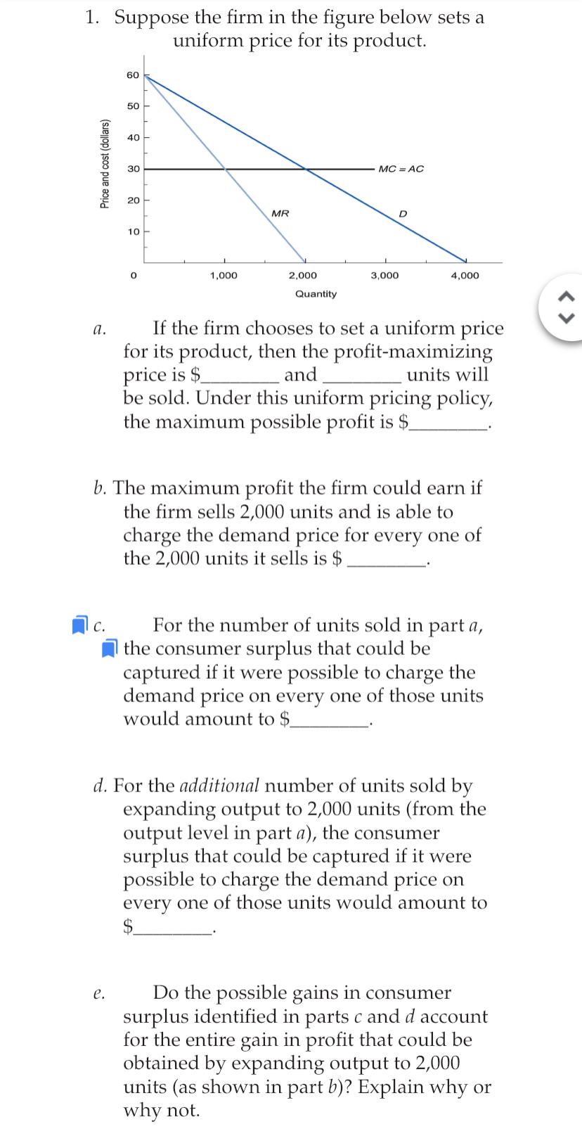 Solved Suppose the firm in the figure below sets a uniform | Chegg.com