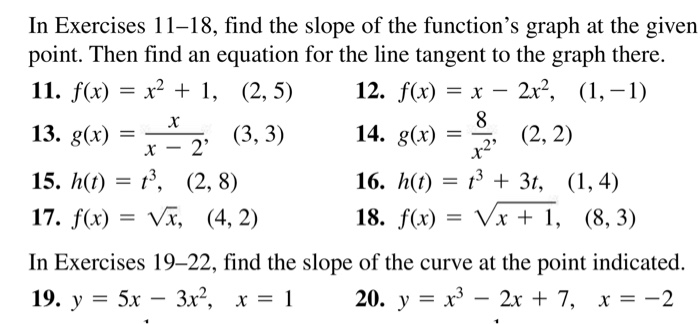 Solved In Exercises 11-18, find the slope of the function’s | Chegg.com