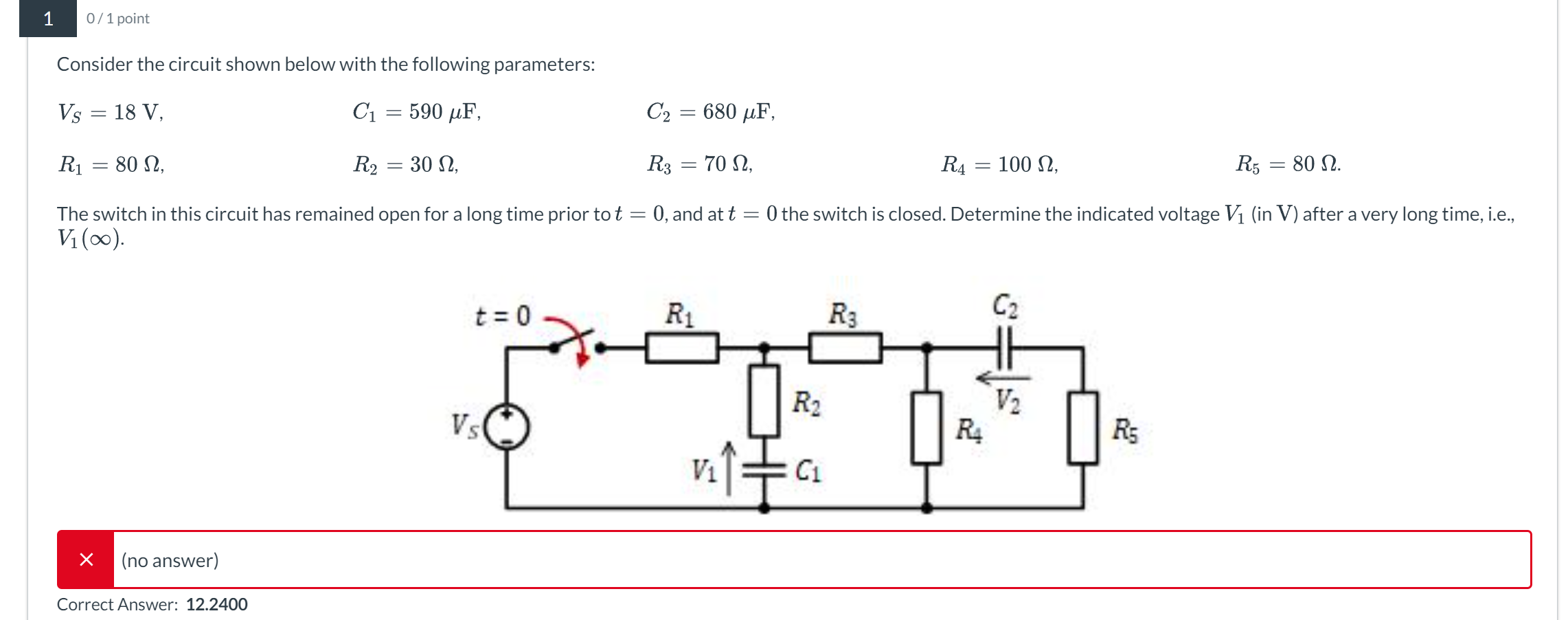 Solved Consider the circuit shown below with the following | Chegg.com