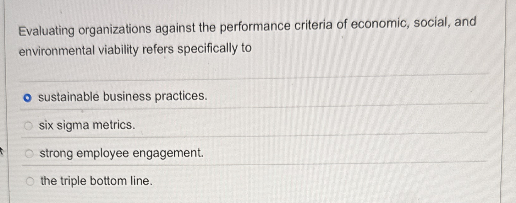 Solved Evaluating organizations against the performance | Chegg.com