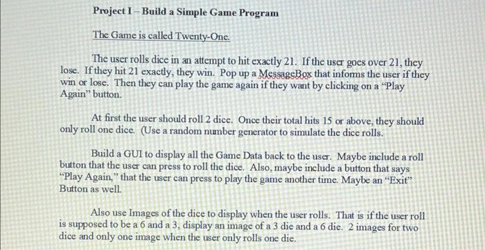 Solved C# Programming I Mini-Project Project I - Build a | Chegg.com