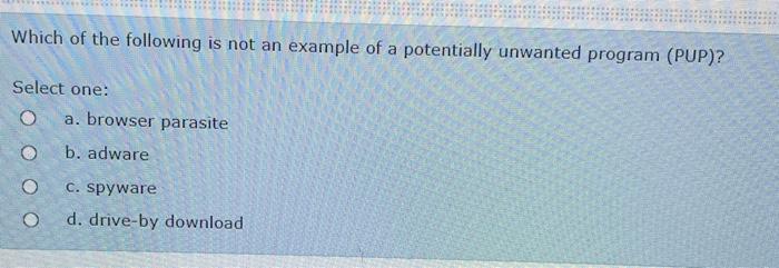 Solved Which of the following is not an example of a | Chegg.com