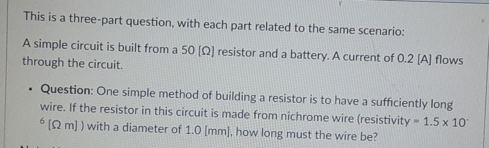 Solved This is a three-part question, with each part related | Chegg.com