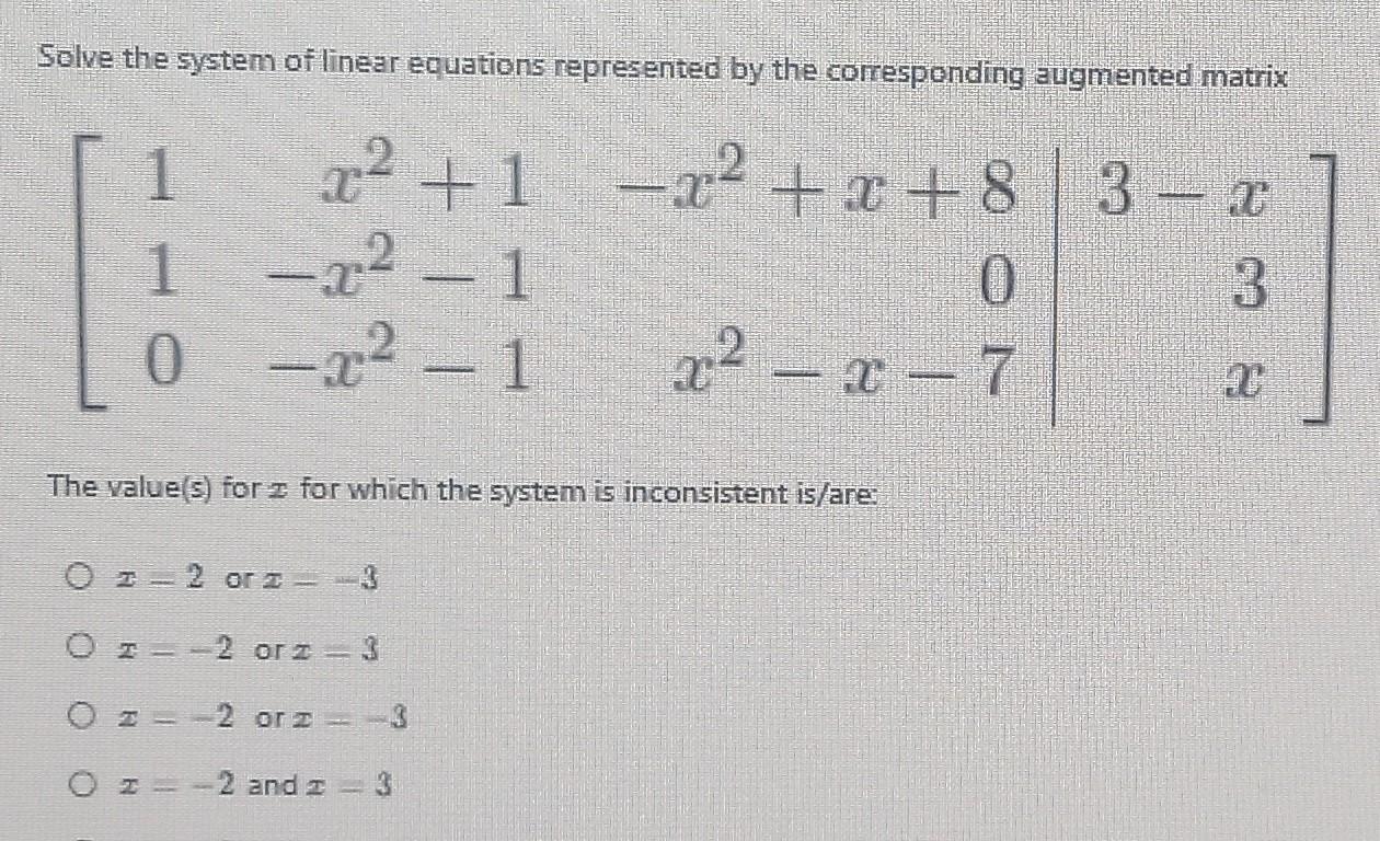 Solved Solve the system of linear equations represented by | Chegg.com