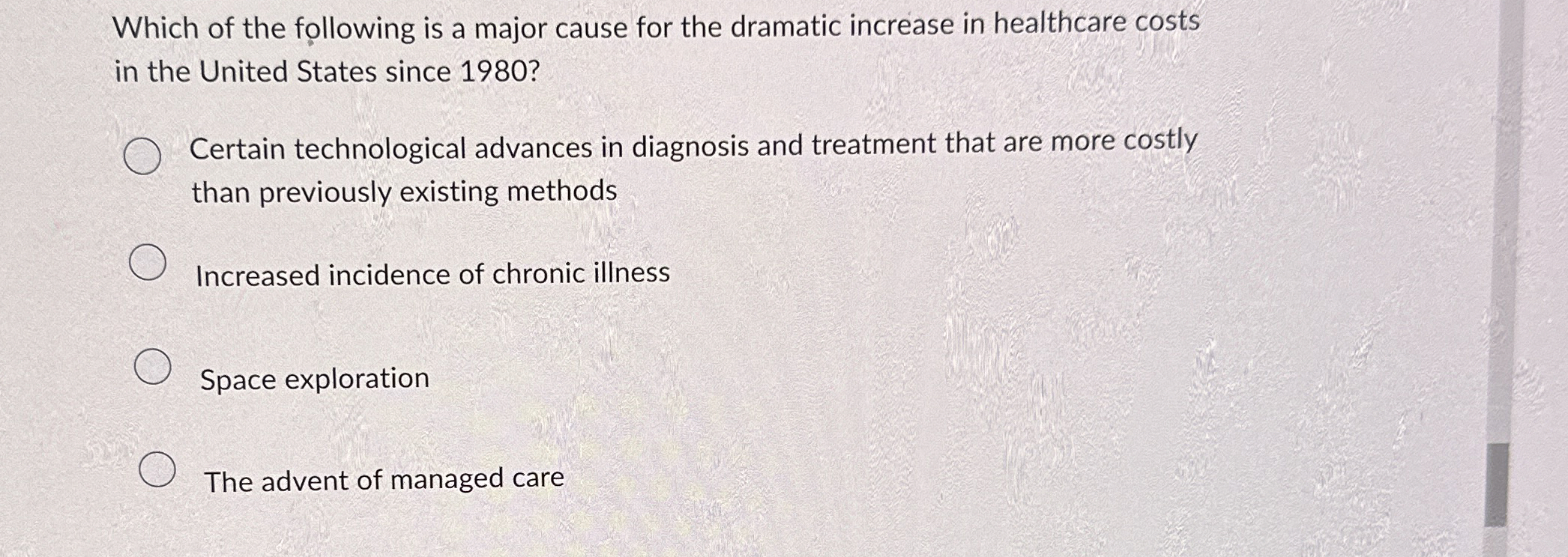 Solved Which of the following is a major cause for the | Chegg.com
