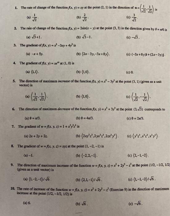 Solved 1 The Rate Of Change Of The Function F X Y Xy At Chegg Com