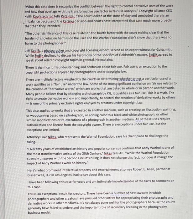 Solved Read the case below and then look at the Andy Warhol 