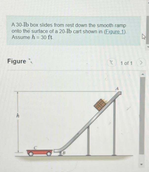 Solved A 30-lb box slides from rest down the smooth ramp | Chegg.com