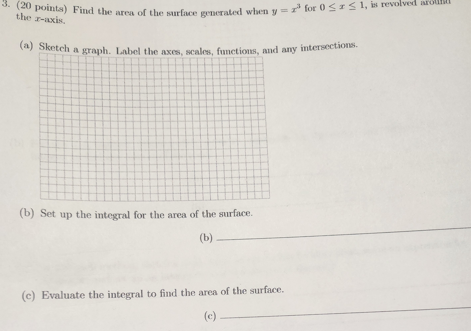 Solved Find the area of the surface generated when y=x3 ﻿for