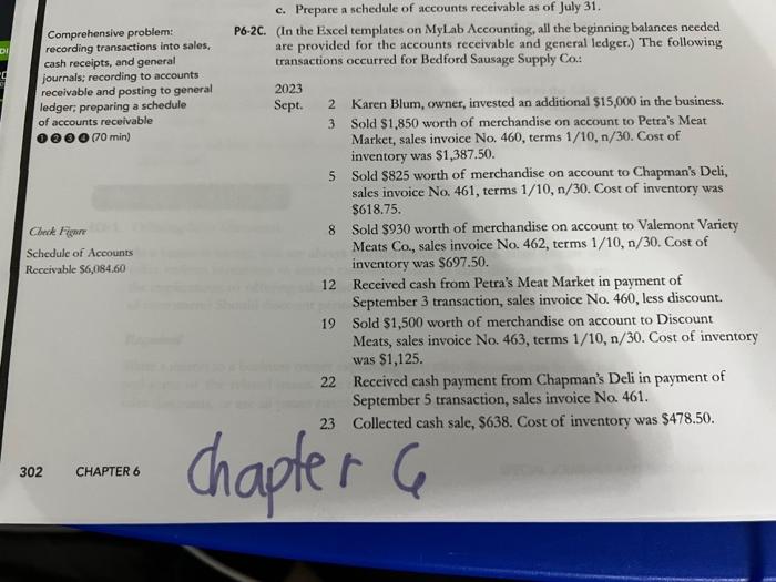 Comprehensive problem: P6-2C. (In the Excel templates | Chegg.com
