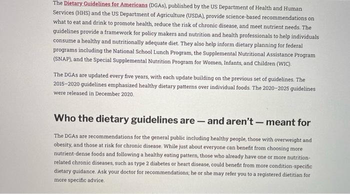 The 2020-2025 U.S. Dietary Guidelines for Infants and Children