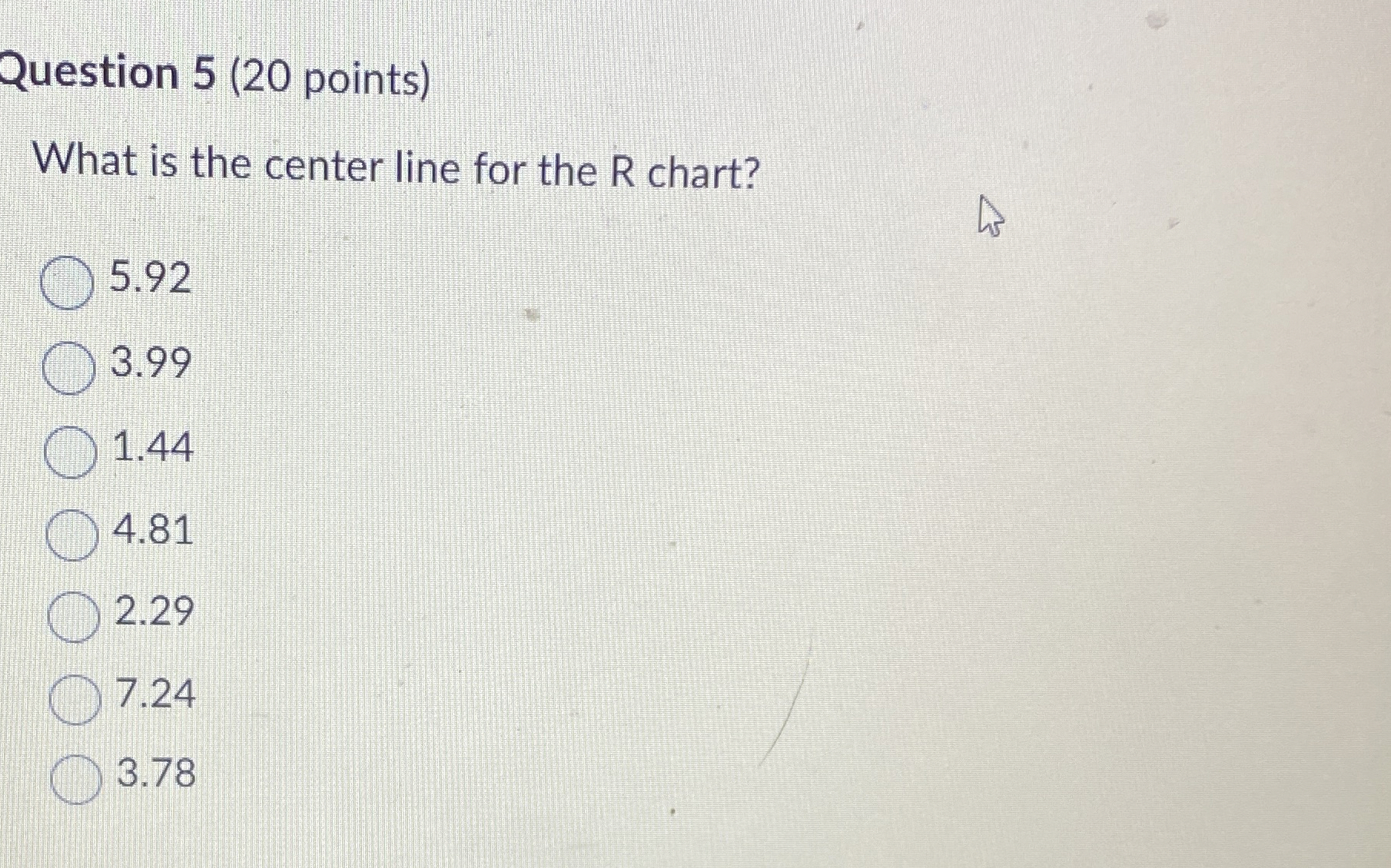 Solved Question 5 (20 ﻿points)What is the center line for | Chegg.com