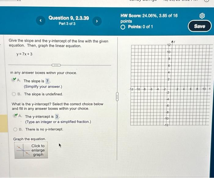 Solved Give the slope and the y-intercept of the line with | Chegg.com
