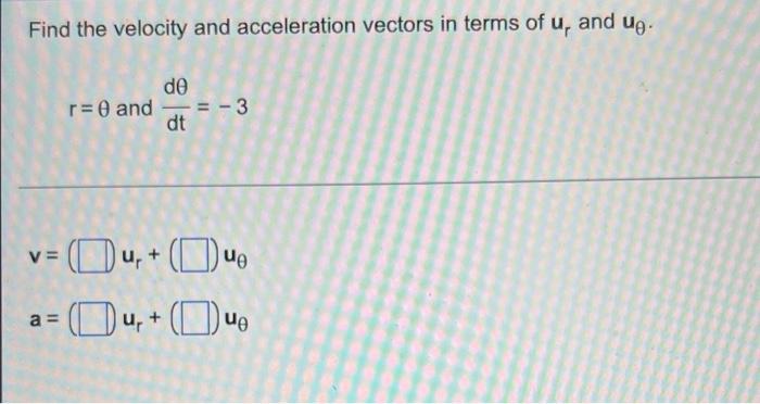 Solved Find the velocity and acceleration vectors in terms | Chegg.com