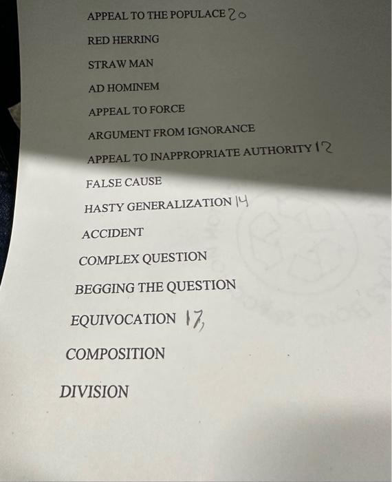 APPEAL TO THE POPULACE 20 RED HERRING STRAW MAN AD