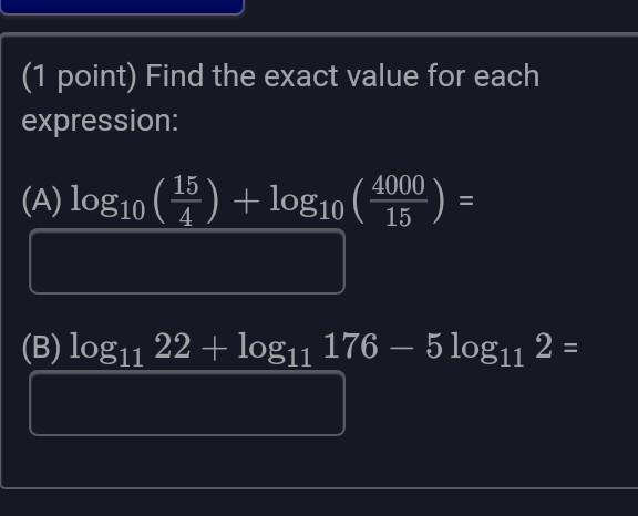 Solved (1 point) Find the exact value for each expression: | Chegg.com