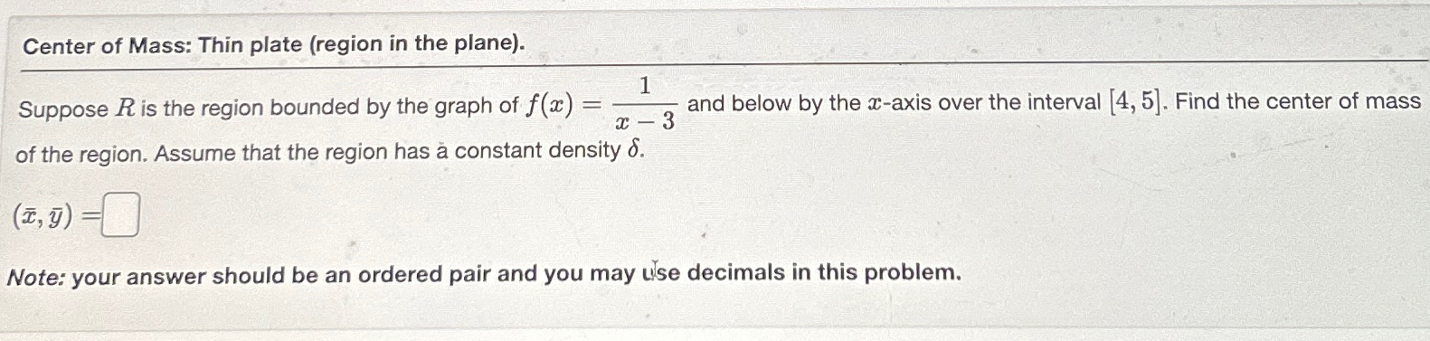 Solved Center of Mass: Thin plate (region in the | Chegg.com