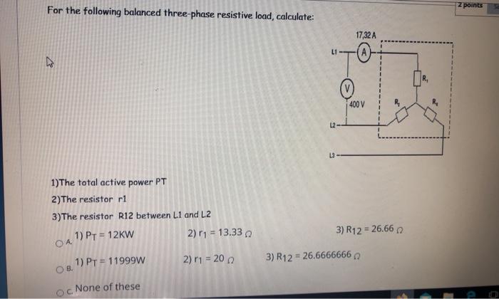Solved Z points For the following balanced three-phase | Chegg.com